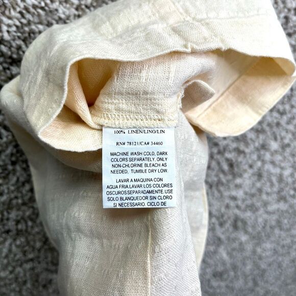 Eileen Fisher Pants Women’s Small Butter Pale Yellow Linen Stripe Textured Slim - Picture 5 of 7